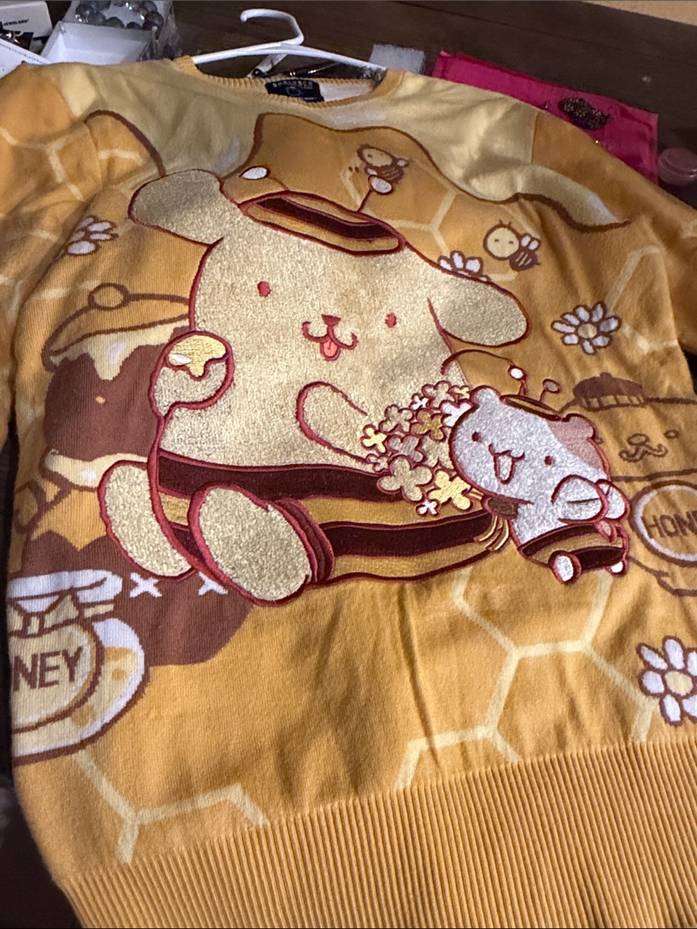 Sanrio Pompompurin Yellow Honeycomb Kids Pajama Top